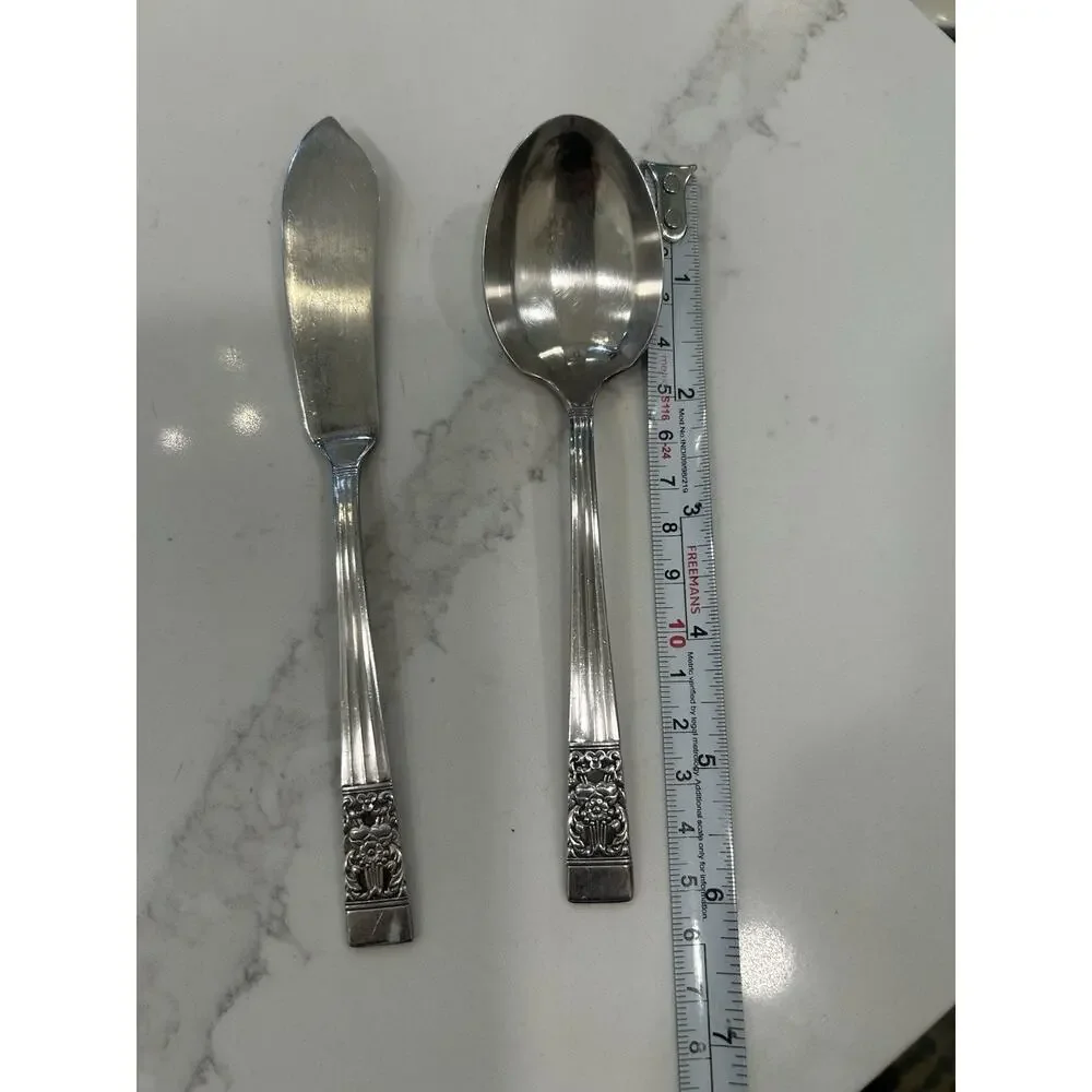Vtg Set Oneida Community CORONATION 1936 Silver Plate Sugar Spoon & Butter Knife
